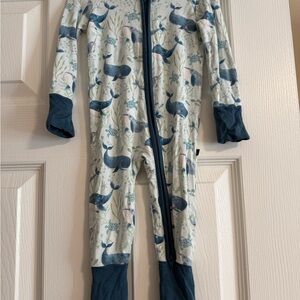 Whale Print Kids Footie Pajamas